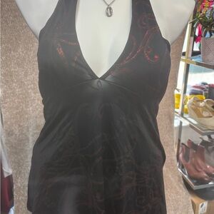 Chic Black and Red Women's Halter Top